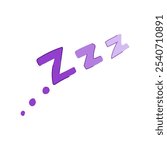 snooze sleep zzz cartoon. slumber doze, unwind recharge, bedtime insomnia snooze sleep zzz sign. isolated symbol vector illustration