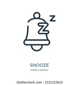 snooze thin line icon. sleep, dream linear icons from miscellaneous concept isolated outline sign. Vector illustration symbol element for web design and apps.