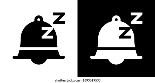 Snoozed Alarm. Glyph Icon in White and Black Version.
