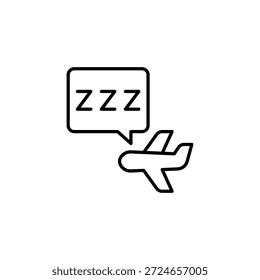 Snoozing Airplane With Sleep Bubbles Outline Icon Minimal