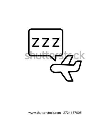 Snoozing Airplane With Sleep Bubbles Outline Icon Minimal