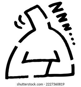 Snoozing stick figure icon. Hand-drawn vector data.
