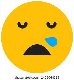 snoring face icon in flat style