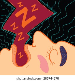 Snoring man. Old man snoring while he sleep. Vector concept illustration. Cartoon funny character. Eps 10.