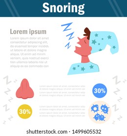 Snoring Vector. Cartoon. Isolated art on white background. Flat
