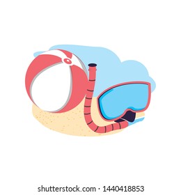 snorkel with ball in the beach