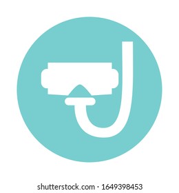 Snorkel block style icon design Sea nautical ocean navigation travel underwater water and marine theme Vector illustration