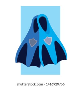 snorkel blue fins design vector illustratio
