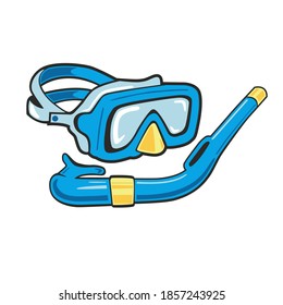 snorkel colorful drawing mask, snorkel  vector illustration