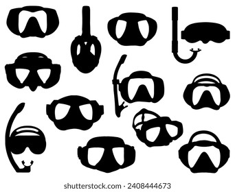 Snorkel diving mask silhouette vector art