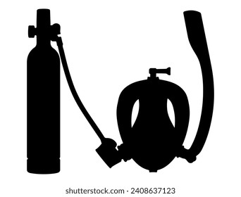 Snorkel diving mask silhouette vector art