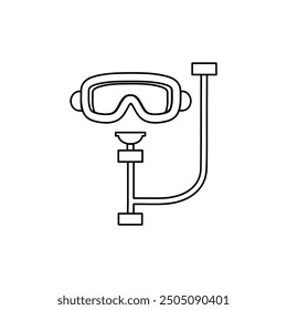 Snorkel , diving mask ,vector clip art , isolated on white background , scuba mask ,swimming goggles , underwater sports accessories