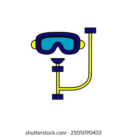 Snorkel , diving mask ,vector clip art , isolated on white background , scuba mask ,swimming goggles , underwater sports accessories