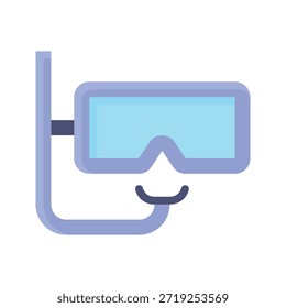 Ilustración vectorial de máscara de buceo de snorkel, icono de estilo plano.