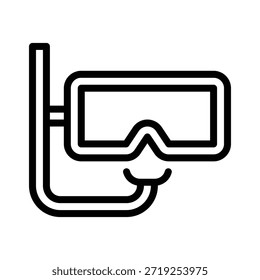 Ilustración vectorial de máscara de buceo de snorkel, icono de estilo de línea.