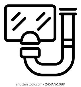 Schnorchel Brillen Symbol Umriss Vektorgrafik. Taucherschutzmaske. Sauerstofftauchgerät