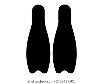 Snorkel fins silhouette vector art white background