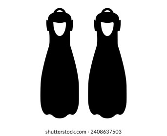 Snorkel fins silhouette vector art white background