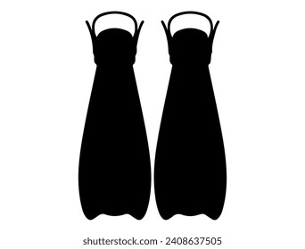 Snorkel fins silhouette vector art white background