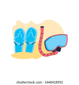 snorkel with flip flops in the beach