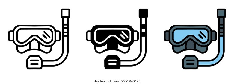 Snorkel icon is a breathing tube used in shallow water, allowing swimmers to observe underwater life without holding their breath.