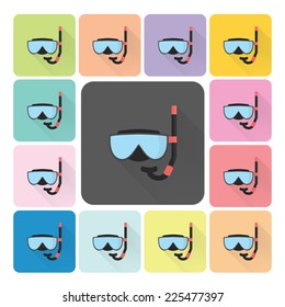 Snorkel Icon color set vector illustration.