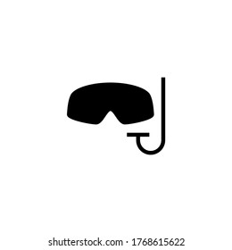Icono de Snorkel. Buceador, icono del equipo de buceo en glifo plano negro, estilo relleno aislado en fondo blanco