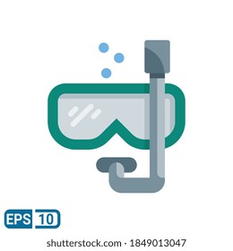snorkel icon in flat style isolated on white background. Editable color. EPS 10