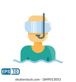 snorkel icon in flat style isolated on white background. Editable color. EPS 10