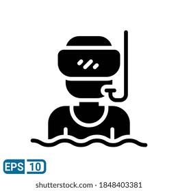 snorkel icon in glyph style isolated on white background. EPS 10