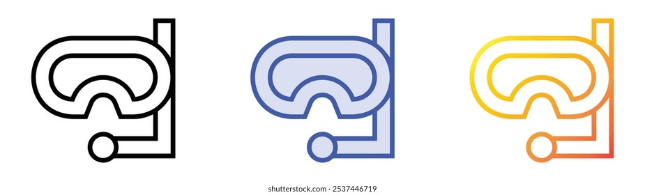 snorkel icon. Linear, Blue Fill and Gradient Style Design Isolated On White Background