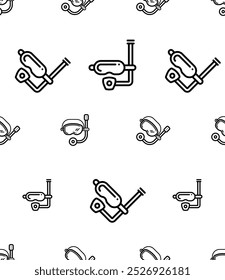 Snorkel Icon Seamless Pattern, Breath Hold Diving Snorkel Vector Art Illustration