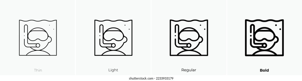 snorkel icon. Thin, Light Regular And Bold style design isolated on white background