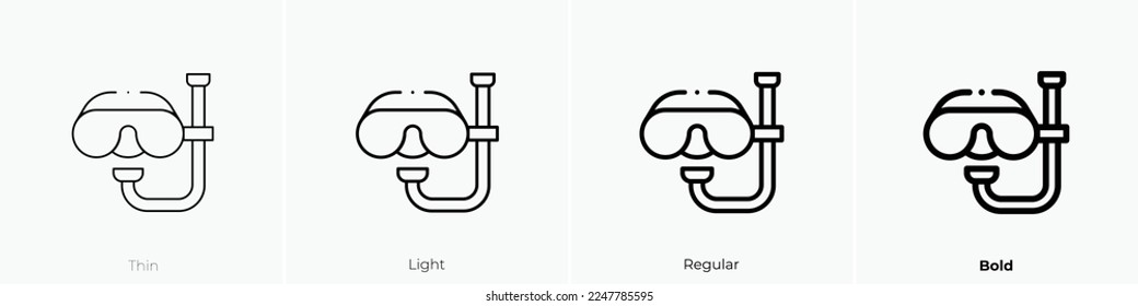 snorkel icon. Thin, Light Regular And Bold style design isolated on white background