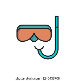 snorkel icon vector with fill outline style. diving icon