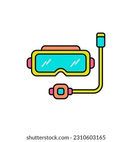 Snorkel lineal color icon. Design element of Summer time vacation, vector illustration in trendy style. Editable graphic resources for many purposes.