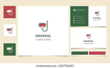 Snorkel logo design with editable slogan. Branding book and business card template.
