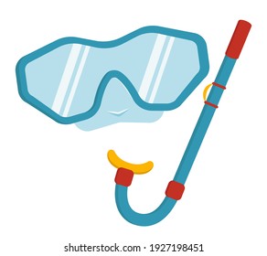 Snorkel mask in cartoon style. Equipment for outdoor activities.