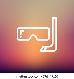 Snorkel y máscara para el submarinismo línea delgada icono para web y móvil, moderno diseño minimalista plano. Icono blanco vectorial en el fondo de malla gradiente.