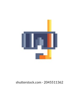 Máscara de buceo. Icono de arte de píxeles de buceo libre. 8 bits. Ilustración vectorial abstracta aislada.