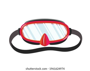 Snorkel mask for diving and swimming. Illustration of swimming masks or goggles for scuba diving. Realistic diver equipment for summer holidays