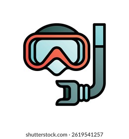 Snorkel mask. Editable vector icon, coloured with outlined stroke.