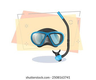 Ilustración plana de máscara de snorkel. Snorkel, buceo, natación. Concepto de deporte acuático. El Vector se puede utilizar para temas como el deporte, el ocio, el hobby