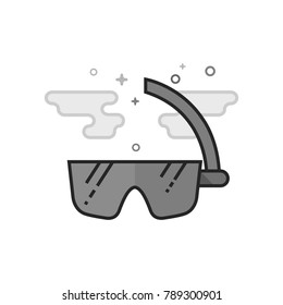 Snorkel mask icon in flat outlined grayscale style. Vector illustration.
