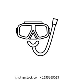 Snorkel mask with snorkel icon. Linear style sign for mobile concept and web design. Pixel vector graphics - Vector.