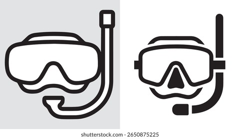 Máscara de Snorkel Icons Representação gráfica de equipamentos de mergulho subaquático e atividades relacionadas a esportes aquáticos e recreação