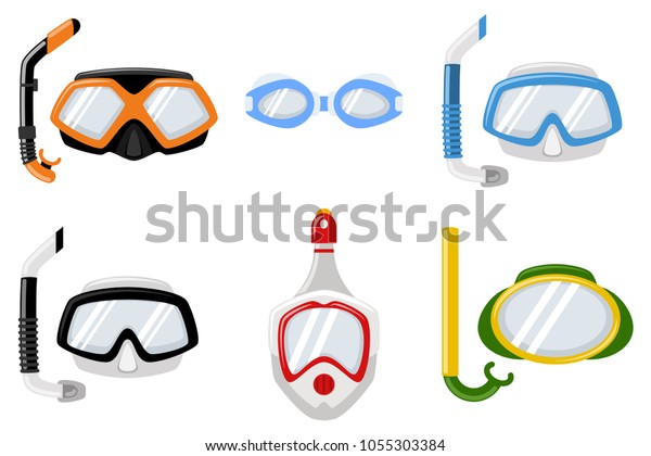 Snorkel Masks Diving Swimming Different Types Stock Vector (Royalty ...