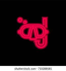 Snorkel red glowing neon ui ux icon. Glowing sign logo vector