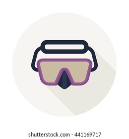 Snorkel scuba mask. Set of diving equipment. Objects isolated on background. Flat and cartoon vector illustration.