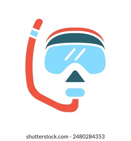 Snorkel set icon. Red snorkel, blue mask, underwater gear, diving equipment, swimming, aquatic, water sports, adventure, ocean exploration.